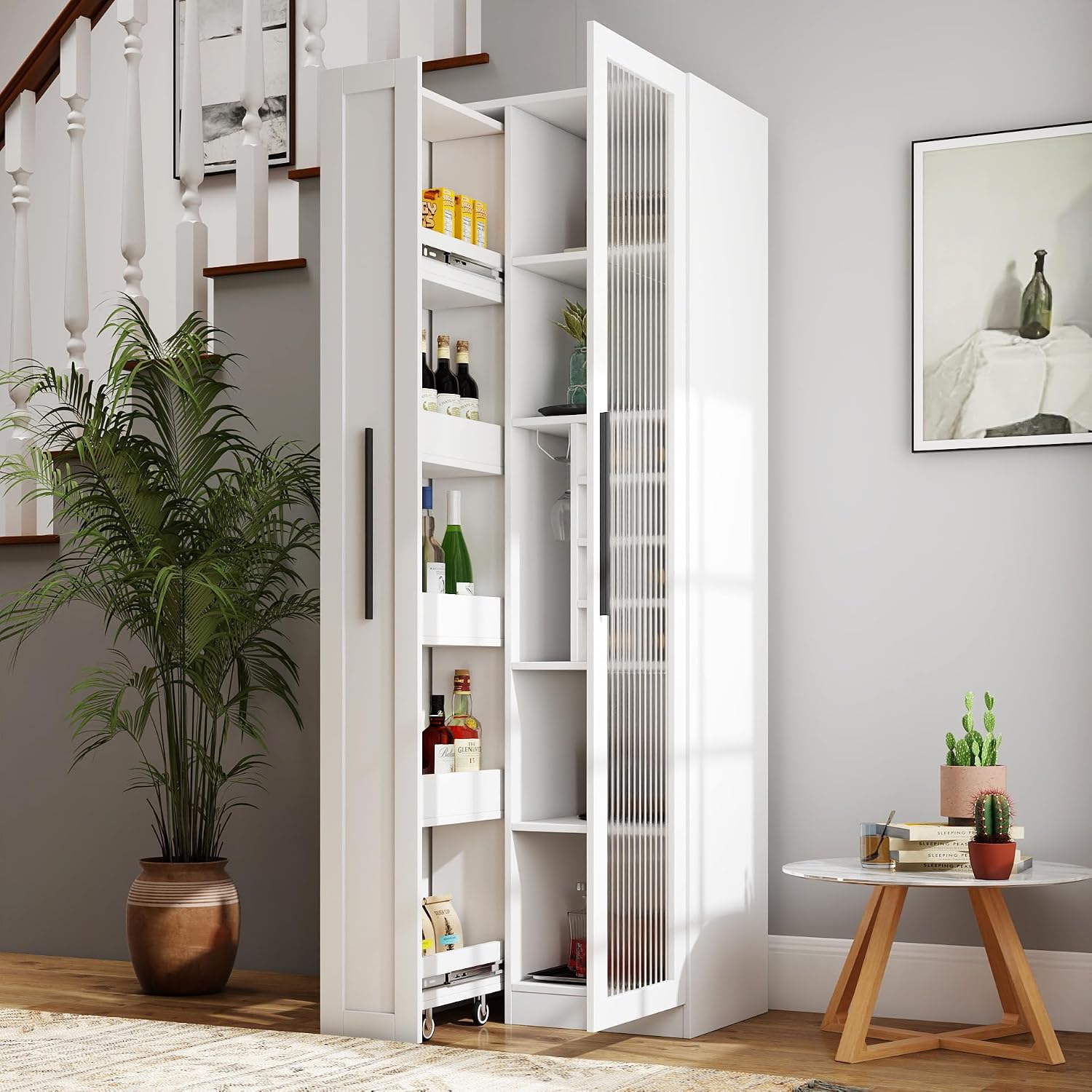 Food Storage Without Pantry - Белый кухонный шкаф-пенал высотой 71 дюйм,
