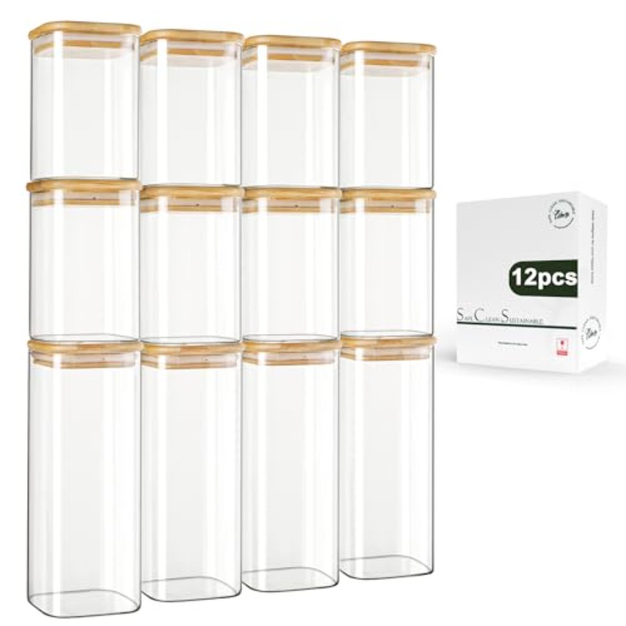 Food Storage Square Containers - Набор из 12 квадратных стеклянных банок