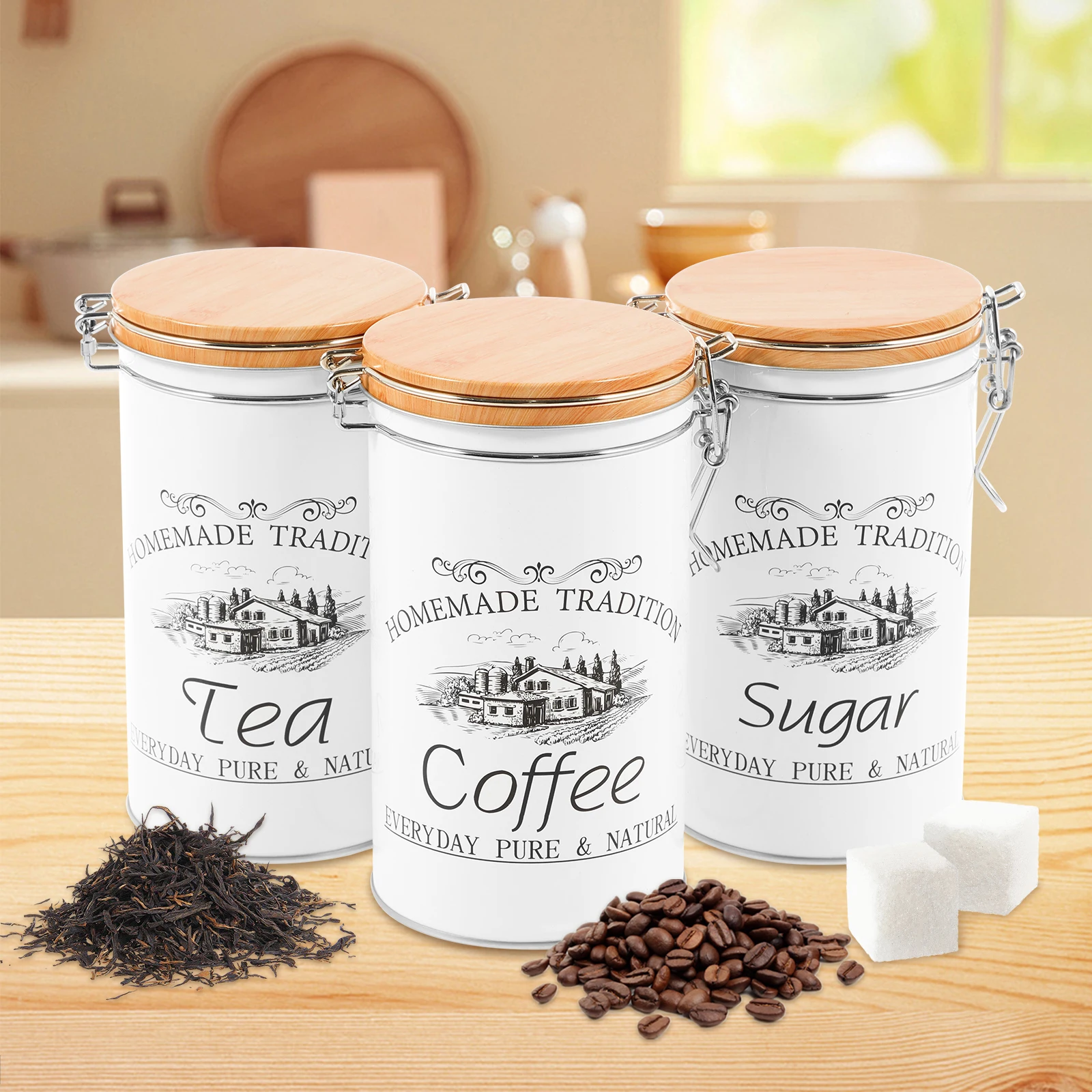 Food Storage Jar Set - 3 шт./компл., канистры для чая, кофе,