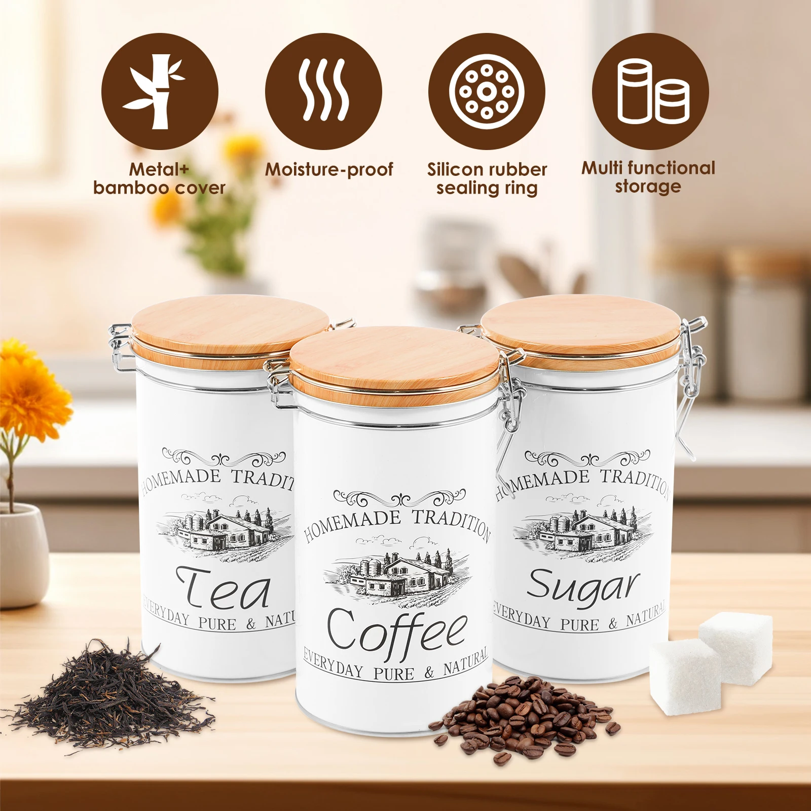3 шт./компл., канистры для чая – обзор и цена Food Storage Jar Set